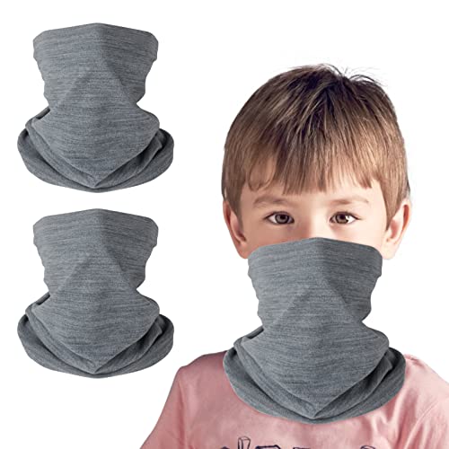 HEGCOIIE 2 Stück Kinder Loop Schal Fleece Schlauchschal Kinder Halswärmer Halstuch Winddicht Ski Maske Warmer für Jungen Mädchen Outdoor Skifahren Radfahren (Grau+Grau) von HEGCOIIE