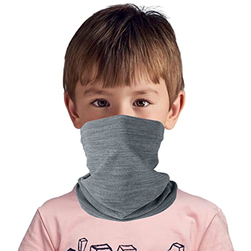 HEGCOIIE Kinder Schlauchschal Winter Fleece Loop Schal Halswärmer Halstuch Winddicht Ski Maske Warmer für Jungen Mädche (Grau) von HEGCOIIE