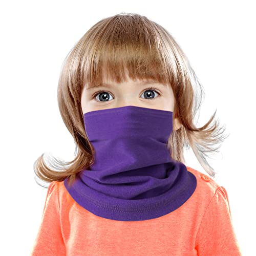 HEGCOIIE Kinder Schlauchschal Winter Fleece Loop Schal Halswärmer Halstuch Winddicht Ski Maske Warmer für Jungen Mädche (Lila) von HEGCOIIE