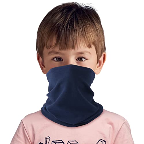 HEGCOIIE Kinder Schlauchschal Winter Fleece Loop Schal Halswärmer Halstuch Winddicht Ski Maske Warmer für Jungen Mädche (Marine) von HEGCOIIE