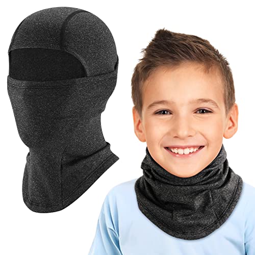 HEGCOIIE Kinder Sturmhaube Winter Winddicht Thermo Balaclava Gesichtsmaske Skimaske Sturmmaske für Jungen Mädchen Outdoor Sports Radfahren, Skifahren, Fahrrad (Dunkelgrau) von HEGCOIIE