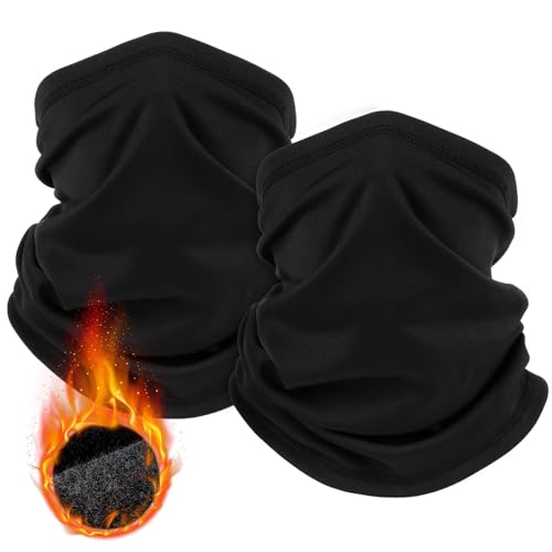 HEGGCOOE 2 Stück Schlauchschal Herren und Damen,Winddicht Warm Winter Loop Schal Halswärmer Halstuch Ski Maske für Outdoor Skifahren Motorrad Laufen Radfahren Fahrrad (Schwarz + Schwarz) von HEGGCOOE