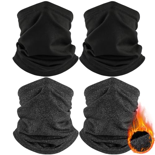 HEGGCOOE 4 Stück Schlauchschal Herren und Damen,Winddicht Warm Winter Loop Schal Halswärmer Halstuch Ski Maske für Outdoor Skifahren Motorrad Laufen Radfahren Fahrrad (2x Schwarz +2x Grau) von HEGGCOOE