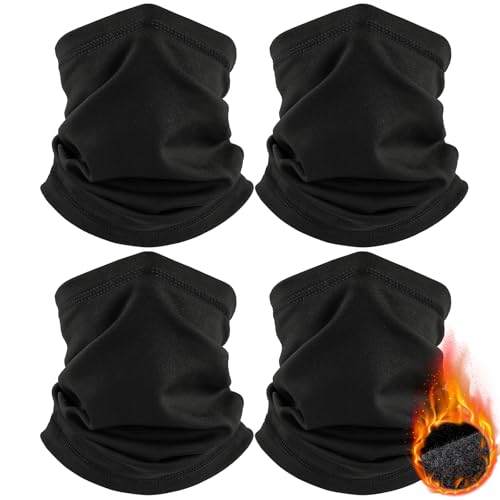 HEGGCOOE 4 Stück Schlauchschal Herren und Damen,Winddicht Warm Winter Loop Schal Halswärmer Halstuch Ski Maske für Outdoor Skifahren Motorrad Laufen Radfahren Fahrrad (4x Schwarz) von HEGGCOOE