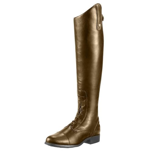 Reitstiefel Für Erwachsene (Größe: 35-48), Langschaftstiefel, Verstellbare Schnürung, Absatzhöhe: Niedrig 1-3 Cm, Sohlenmaterial: Gummi, Für Winter & Herbst,38,Brass von HEGGMKK