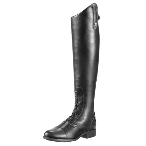 Reitstiefel Für Erwachsene (Größe: 35-48), Langschaftstiefel, Verstellbare Schnürung, Absatzhöhe: Niedrig 1-3 Cm, Sohlenmaterial: Gummi, Für Winter & Herbst,46,Black von HEGGMKK