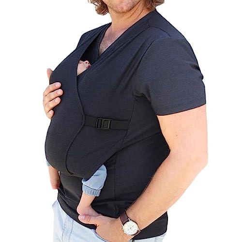HEGZA Herren Känguru Papa T-Shirt Haut An Haut Babytrage Baby Tanktops, 2 in 1 Känguru-Babytrage Lässiges T-Shirt Baby Tanktops,XL von HEGZA