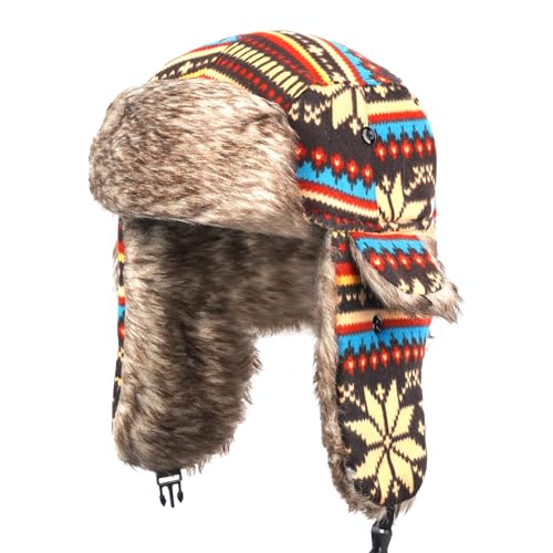 HEHEMM Winddichte Bombermütze, Damen-Wintermütze, warme russische Mütze, weibliche Ski-Trapper-Ohrenklappe, russische Mütze HEHEMM Winddichte Bombermütze, Damen-Wintermütze, warme russische Mütze, weibliche Ski-Trapper-Ohrenklappe, russische Mütze von HEHEMM