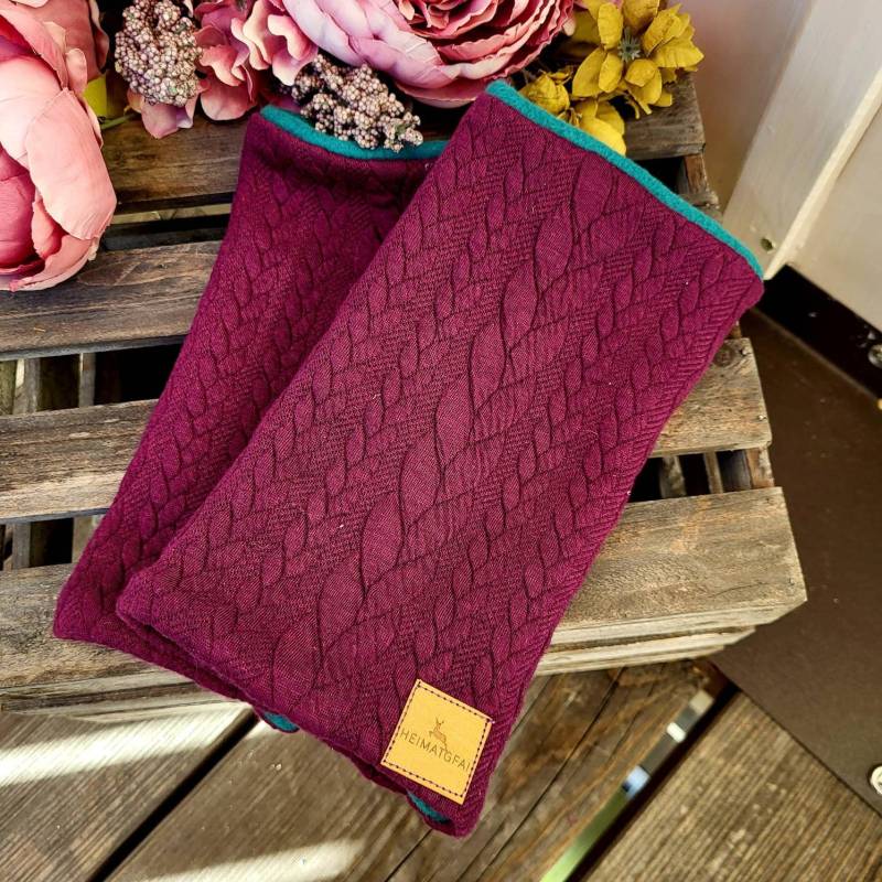 Armstulpen Beere Petrol Accessoires Strickstoff Strick Winter Warm Pulswärmer Cuffs Arm Handschuhe von HEIMATGFAI