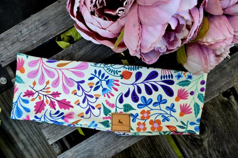 Outdoor Bergstirnband Bergstoff Headband Stirnbandl Stirnband Damenstirnband Bergmotiv Gipfel Stoff Sportband Blumen Pink Blau Grün Rosa von HEIMATGFAI