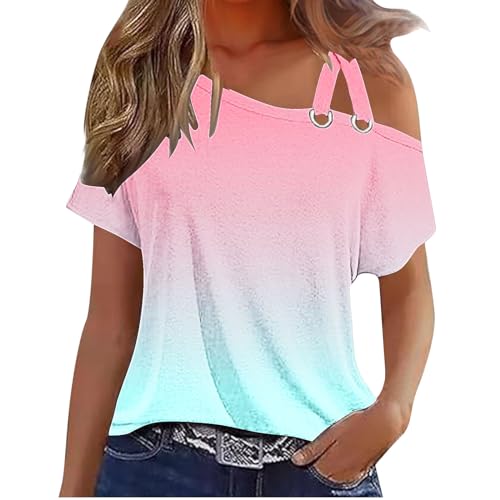 Sexy Oberteil Damen Sommer Tshirt Elegant Bluse Träger Schulterfreie Tops Mode Blusen Tuniken Rundhals Kurzarm Shirts Trend Basic Tees Leicht Pullover Blusenshirt Bequem Sommertop Täglich Kleidung von HEITUI