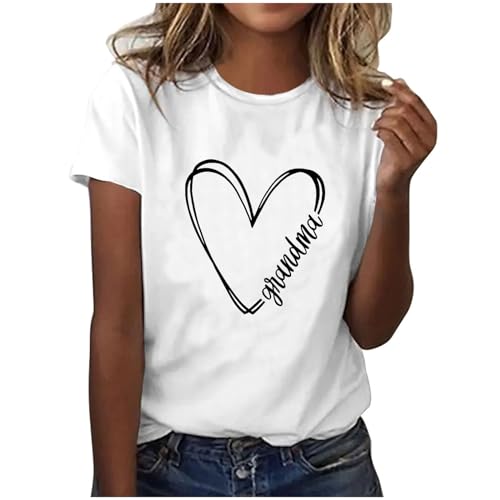 Tshirt Damen Weiss Sommer Oberteile Bluse Elegant Tops Kurzarm T-Shirt Baumwolle Locker Tunika Bequem Weich Blusentops Basic Shirts Lustige Sprüchen Tees Blusenshirt Kleidung Geschenke für Frauen von HEITUI