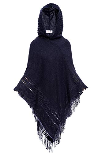 Damen Kapuze Cape Poncho Quaste Schal Wickel Retro Style von HEIZZI