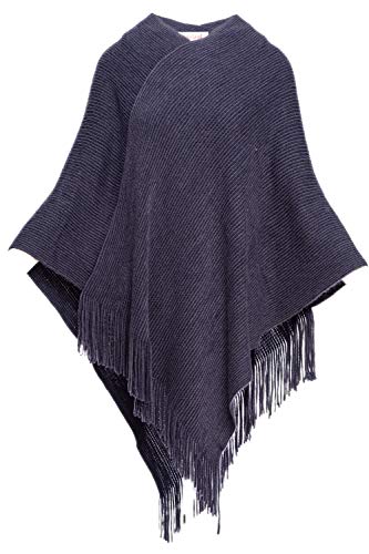 HEIZZI Damen Elegante Poncho Umhänge Quaste Schal Strickjacke Mantel von HEIZZI