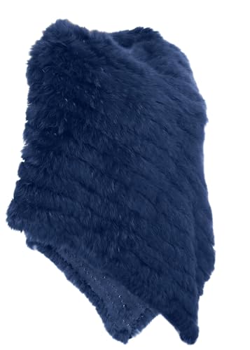 HEIZZI Gestrickt Original Kaninchenfell Poncho Pullover von HEIZZI
