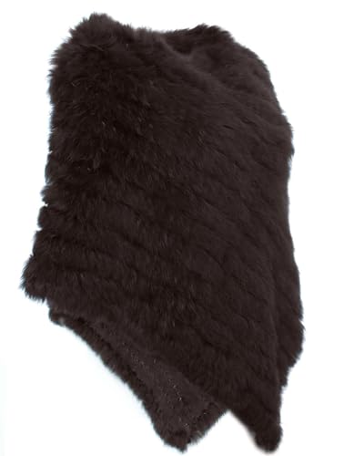 HEIZZI Gestrickt Original Kaninchenfell Poncho Pullover von HEIZZI