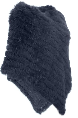 HEIZZI Gestrickt Original Kaninchenfell Poncho Pullover von HEIZZI