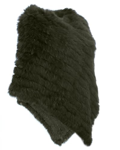 HEIZZI Gestrickt Original Kaninchenfell Poncho Pullover von HEIZZI