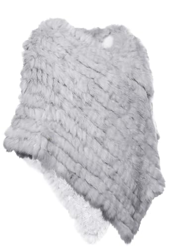 HEIZZI Gestrickt Original Kaninchenfell Poncho Pullover von HEIZZI