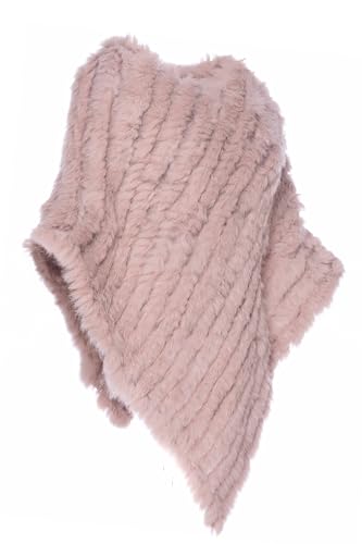 HEIZZI Gestrickt Original Kaninchenfell Poncho Pullover von HEIZZI