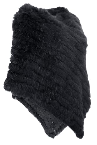 HEIZZI Gestrickt Original Kaninchenfell Poncho Pullover von HEIZZI