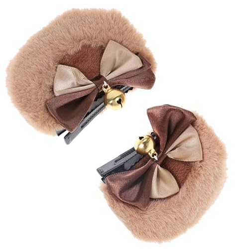 Bärenohren Klammern 1 Paar Bowknot Bells Clip auf Bärenohren für Mädchen Frauen Süßes Bärenohr Hair Clips Flauschige Stirnbänder zum Geburtstag, Weihnachten, Weihnachten von HEKARBAMILL