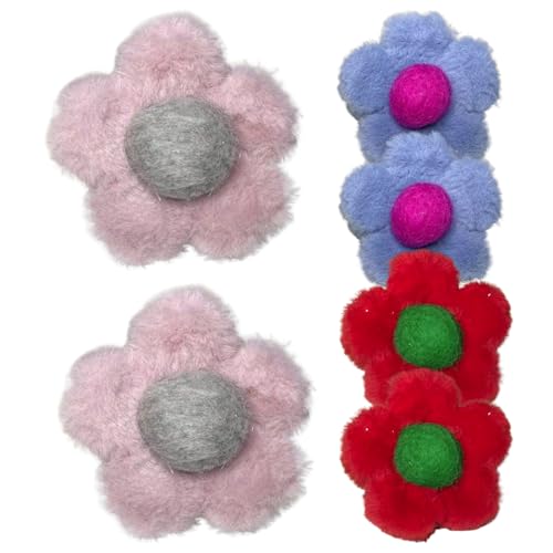 Blumenhaarklammern für Frauen 6pcs Fuzzy Hair Clips Plüsch niedliche Haarklammern Dekorative Winter Hairstyling Klauenklammern Haarzubehör von HEKARBAMILL