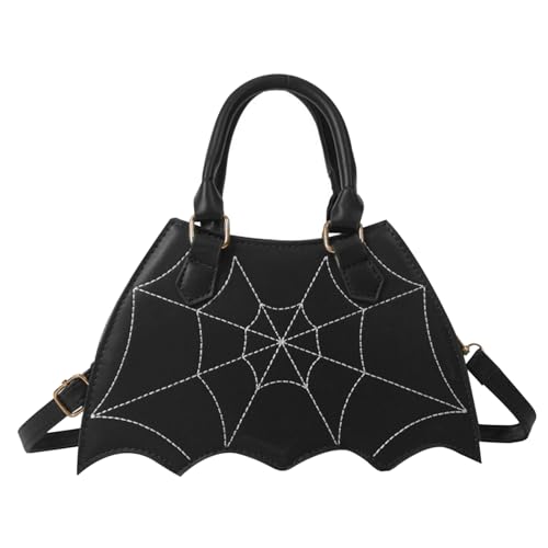 HEKARBAMILL Fledermaushandtasche schwarzer Fledermausflügel Halloween -Geldbörse mit verstellbarem Riemen wasserdichte PU -Leder Gothic Horror Spinnen Web -Cross -Body -Taschen Handtasche Handtasche von HEKARBAMILL