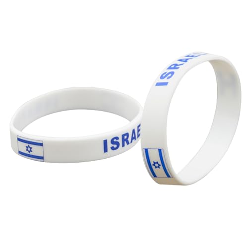 HEKARBAMILL Israel Flaggenarmband 2pcs Silikonarmbänder mit Country Flagg Gummi -Israel -Armband Isael Handgelenkbänder Armbänder eine Größe von HEKARBAMILL