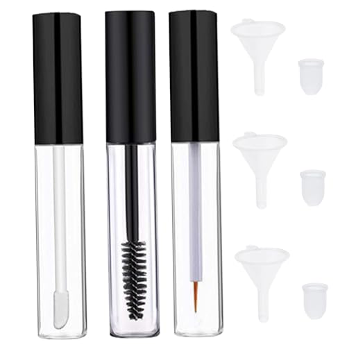 Leere Mascara -Röhre und Zauberstab 3pcs 10 ml leere Lipglossrohre transparent leerer Eyeliner -Röhrchen mit Gummieinsätzen und Trichter von HEKARBAMILL