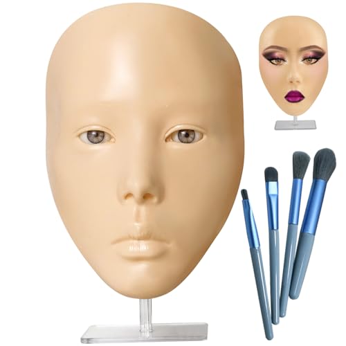 Make -up -Übungsgesicht für Anfänger Silikon Vollständige Make -up -Übungs -Gesichtsboard -Wiederverwendbares Make -up -Praxis für Eyebrow Eyeliner, weiße Haut von HEKARBAMILL