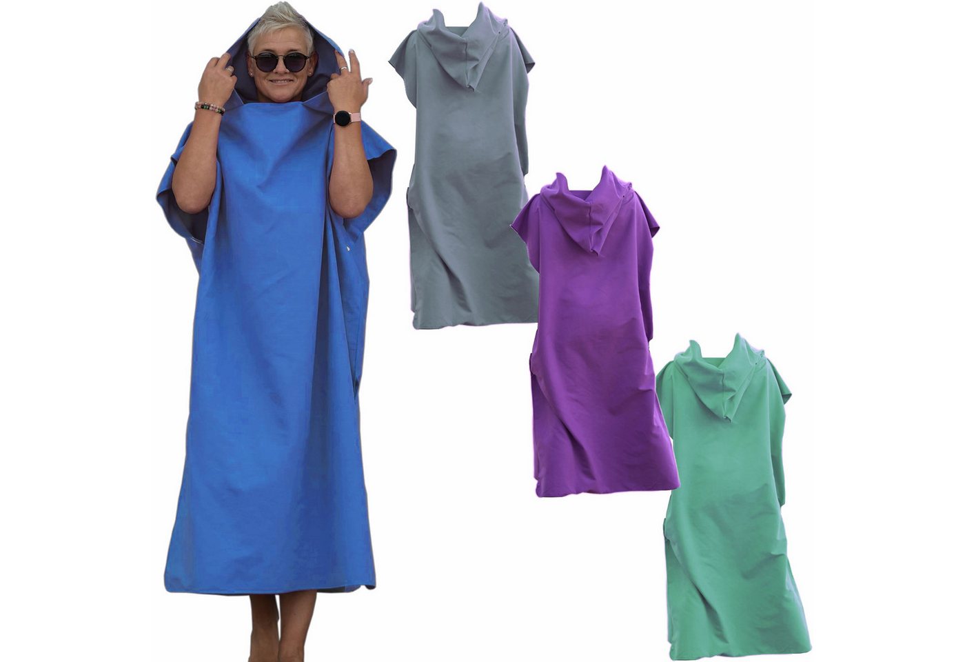 HEKERS Badeponcho Surfponcho aus Mikrofaser Badeponcho Umziehhilfe Strand Umkleidehilfe, Kapuze, Druckknöpfe, Mit Kapuze HEKERS Badeponcho Surfponcho aus Mikrofaser Badeponcho Umziehhilfe Strand Umkleidehilfe, Kapuze, Druckknöpfe, Mit Kapuze von HEKERS