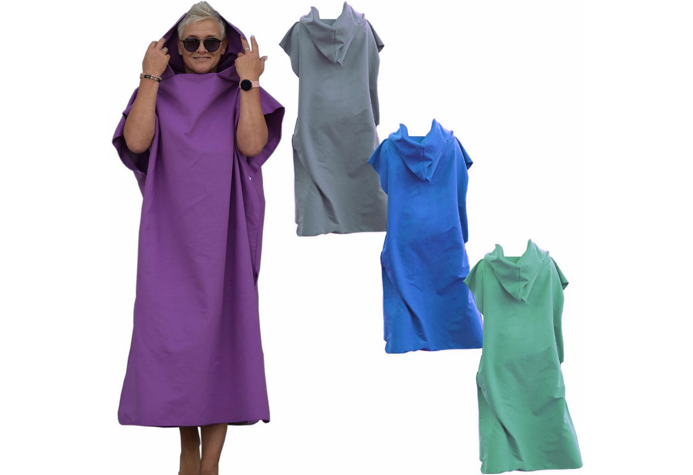 HEKERS Badeponcho Surfponcho aus Mikrofaser Badeponcho Umziehhilfe Strand Umkleidehilfe, Kapuze, Druckknöpfe, Mit Kapuze HEKERS Badeponcho Surfponcho aus Mikrofaser Badeponcho Umziehhilfe Strand Umkleidehilfe, Kapuze, Druckknöpfe, Mit Kapuze von HEKERS