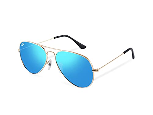 HELBEK ORVILLE Piloten-Sonnenbrille, leicht und robust, UV400-Schutz + polarisierte Gläser., Blau One size von HELBEK