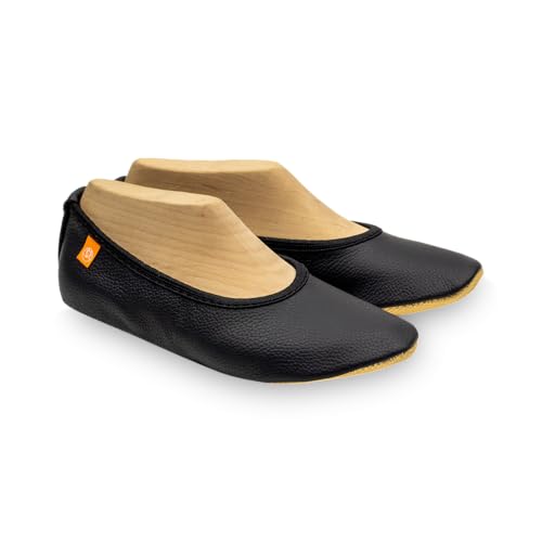 HELBIE PRO SCHWARZ – Kinder-Turnschuhe aus Leder, bequem und widerstandsfähig mit Flexibler, weicher Sohle und gummierter Oberfläche – Designed in Italy von HELBIE