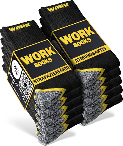 HELDENWERK 10 Paar Arbeitssocken Herren Premium | Verstärkte Arbeitsstrümpfe aus atmungsaktiver Baumwolle | Robuste Work Socks mit Komfortbund von HELDENWERK