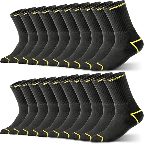 HELDENWERK 10 Paar Arbeitssocken Herren Premium | Verstärkte Arbeitsstrümpfe aus atmungsaktiver Baumwolle | Robuste Work Socks mit Komfortbund von HELDENWERK