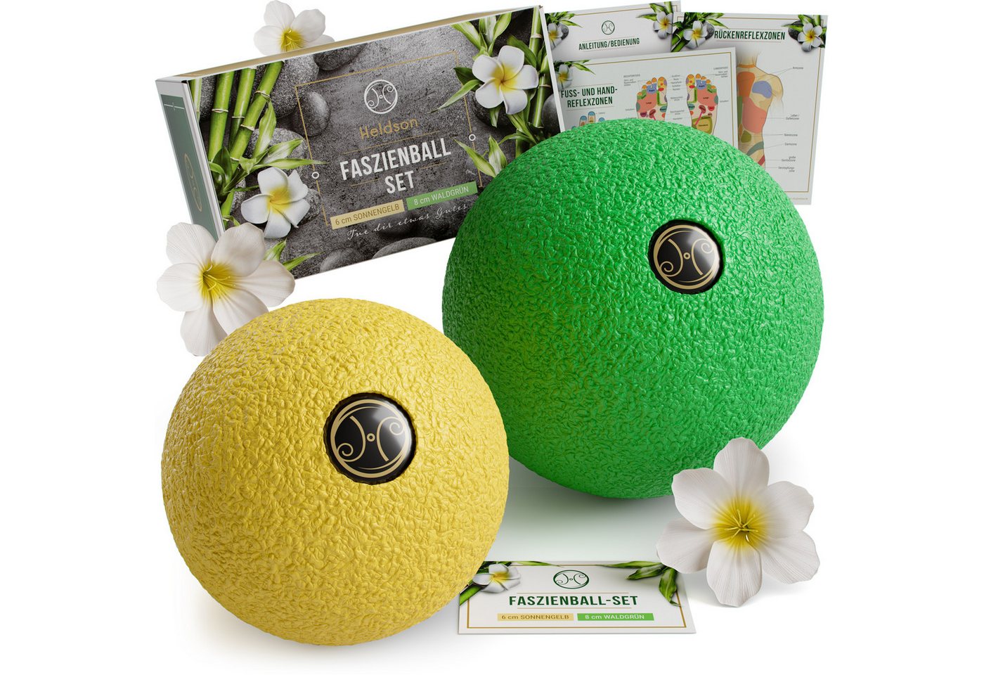 HELDSON Massageball Faszienball Massageball 2er Set [6cm & 8cm], Perfekt zu jedem Anlass - Geburtstag, Weihnachten von HELDSON