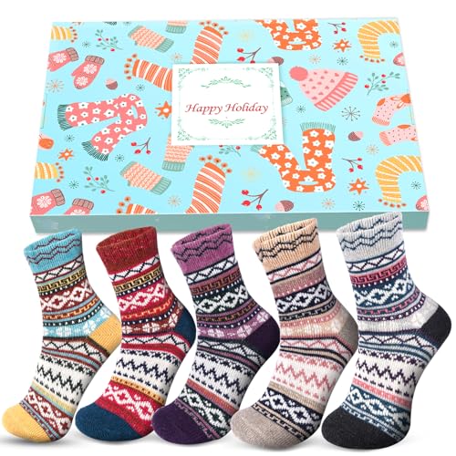 Thermosocken Damen Geschenke für Frauen Weihnachten: Warme Dicke Socken Damen Wintersocken Weihnachtsgeschenke für Frauen Freundin Geschenke Geschenkideen Weihnachten 2024 Adventskalender zum Befüllen von HELEMAN