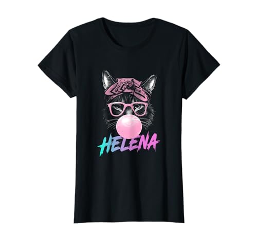 HELENA - Schöner Mädchen Name mit niedlicher Katze T-Shirt von HELENA Tochter Enkel Geburtstag Geschenkideen