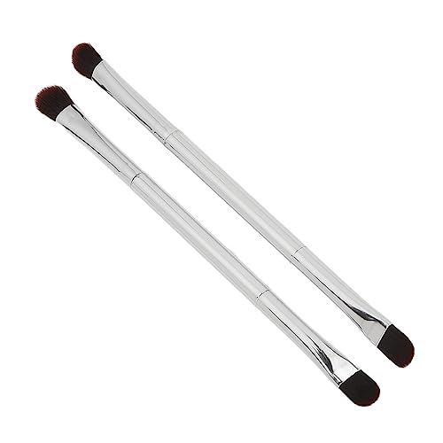 2 Stücke Doppelseitige Lidschatten Pinsel Professionelle Silber Make-Up Weiche Faser Haar Concealer Pinsel Kosmetische Werkzeug von HELEVIA
