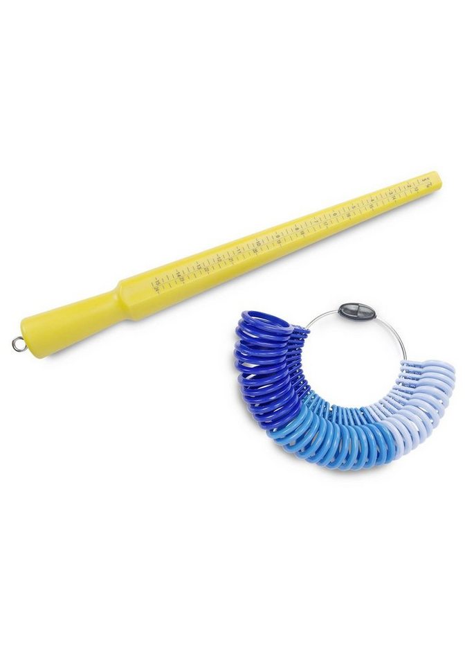 HELI Ringmaß Schmuck Geschenk Fingerringe - Ringgröße ermitteln (Set, 2-tlg), und Ringstock - Lieferung in unterschiedlichen Farben möglich von HELI