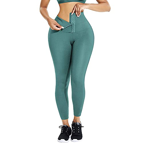 HELIAN Yogahose dehnbar Bauchkontrolle hohe Taille für Damen Sport-Leggings schnelltrocknend schmal Geschenk zum Muttertag (as3, Alpha, m, Regular, Regular, Grün) von HELIAN