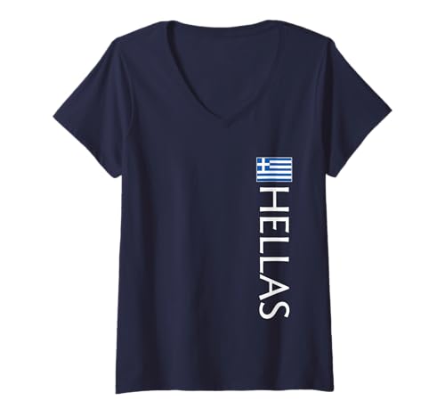 Damen HELLAS GREECHENLAND ATHLETIC SPORTS GREEK TRIEK TRIKOT VERTICAL STYLE T-Shirt mit V-Ausschnitt von HELLAS ATHLETIC SPORTS GREEK STYLE