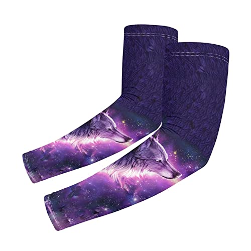 HELLHERO 1 Paar Armstulpen Kühlender UV-Schutz für Damen Herren, Galaxy Wolf, L von HELLHERO