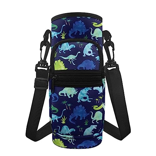 HELLHERO Dinosaurier-Wasserflaschenhülle mit Handy-Geldbörse, Wasserflaschenhalter, Tragetasche, Sportflaschen, Tasche für Damen, Herren, Kinder, Wandern, Radfahren, Reisen, Heimtrainer von HELLHERO