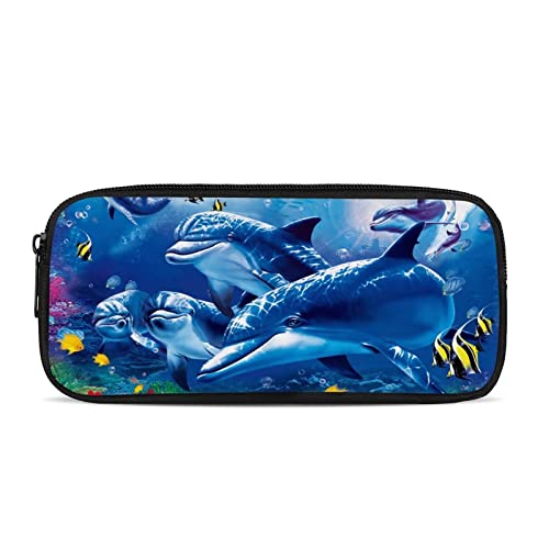 HELLHERO Federmäppchen für Kinder Jungen Mädchen Stiftehalter, Delfin, Münztasche von HELLHERO