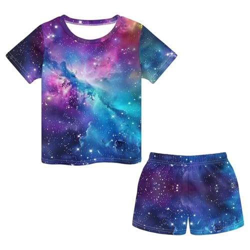HELLHERO Kinder-Pyjama-Set für Mädchen und Jungen, Sommer-Pyjama, Schlafkleidung, 3–16 Jahre, Galaxy, 11-12 Years von HELLHERO