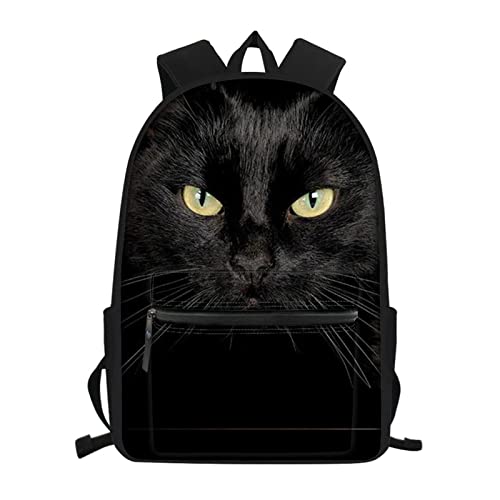 HELLHERO Kinder Rucksäcke für Jungen Mädchen Schultasche Vorschule Grundausstattung Büchertasche, schwarze katze, Medium von HELLHERO