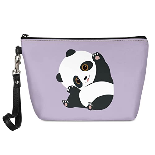 HELLHERO Kleine Kosmetiktasche für Damen und Mädchen, aus Leder, panda, Make-up-Tasche von HELLHERO